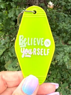 Vintage style motel key 3.5” keychain Be You / Believe in Yourself gift idea